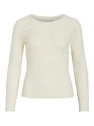 Vila Koszulka "Vizirp" w kolorze kremowym rozmiar: XS. Brązowe koszulki damskie Vila, xs, z koronki, bez kołnierzyka. Za 61.17 zł.