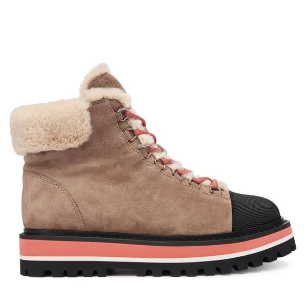 Trzewiki Coccinelle. Brązowe botki damskie Coccinelle, bez obcasa, na płaskiej podeszwie, bez zapięcia. Za 909.00 zł.