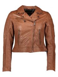 HIS Skórzana kurtka w kolorze janobrązowym rozmiar: 36. Brązowe kurtki damskie HIS, bez wzorów, ze skóry, bez kaptura. Za 363.56 zł.
