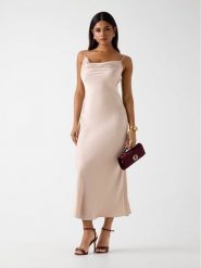 Guess Sukienka codzienna 180182 Beżowy Classic Fit. Brązowe sukienki damskie Guess, z aplikacjami, bez ramiączek. Za 659.99 zł.