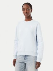 Tommy Jeans Bluza Flag DW0DW19959 Niebieski jasny Regular Fit. Niebieskie bluzy damskie Tommy Jeans, xl, bez wzorów, z bawełny, bez kaptura. Za 289.99 zł.