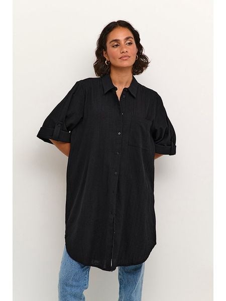 Kaffe Bluzka w kolorze czarnym rozmiar: 44. Czarne bluzki damskie Kaffe, bez wzorów, z bawełny, bez kołnierzyka, bez ramiączek. Za 138.95 zł.