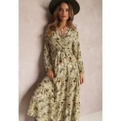 Zielona Sukienka Kopertowa Maxi Fisa. Zielone sukienki damskie Renee, z aplikacjami, z tkaniny, boho, bez ramiączek. Za 109.99 zł.