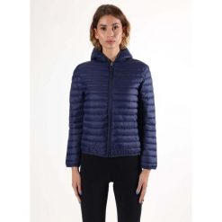 Kurtka z kaptur na co dzień na siłownię. Niebieskie kurtki damskie LEONE 1947 APPAREL, bez wzorów, z poliesteru, bez kaptura. W wyprzedaży za 224.31 zł.