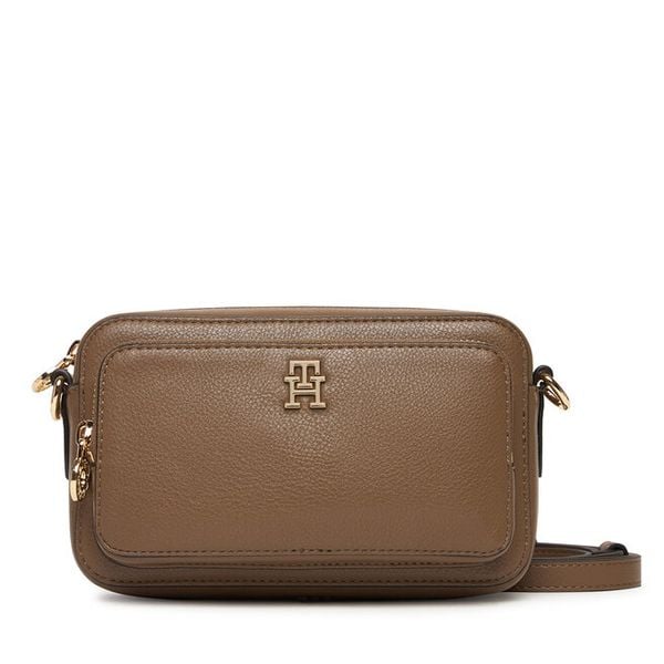 Torebka Tommy Hilfiger. Brązowe listonoszki damskie Tommy Hilfiger, bez wzorów, bez dodatków. Za 370.99 zł.