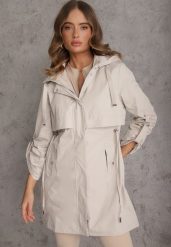 Beżowa Kurtka Przejściowa Typu Parka z Odpinanym Kapturem Ozdobiona Sznurkami Fallaiah. Brązowe kurtki damskie Renee, l. Za 189.99 zł.