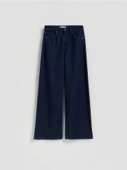 Jeansy wide leg comfort - granatowy. Niebieskie jeansy damskie Reserved. Za 129.99 zł.