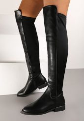 Czarne Ocieplane Kozaki Muszkieterki na Płaskiej Podeszwie Temirion. Czarne kozaki damskie Born2be, z jeansu, bez obcasa, na płaskiej podeszwie, bez zapięcia. Za 139.99 zł.