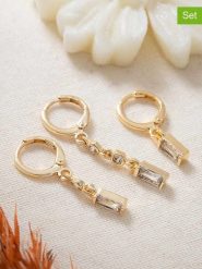 Lodie Silver Pozłacane kolczyki-kreole (3 szt.) z cyrkoniami rozmiar: onesize. Szare kolczyki damskie Lodie Silver, z cyrkonią, metalowe. Za 43.99 zł.