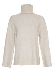 MOSS COPENHAGEN Sweter w kolorze beżowym rozmiar: S/M. Brązowe golfy damskie Moss Copenhagen, m, bez wzorów, bez ramiączek. Za 320.63 zł.