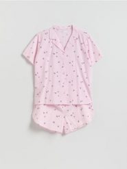 Dwuczęściowa piżama - lawendowy. Fioletowe piżamy damskie Reserved, bez wzorów, z bawełny, bez ramiączek. Za 129.99 zł.