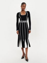 KARL LAGERFELD Sukienka dzianinowa 245W1330 Czarny Slim Fit. Czarne sukienki damskie KARL LAGERFELD, bez wzorów, z dzianiny, bez ramiączek. Za 839.99 zł.