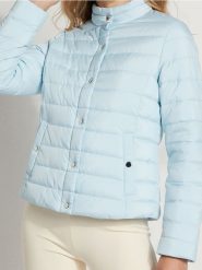 Pikowana kurtka ze stójką - błękitny. Niebieskie kurtki damskie Sinsay, l, bez wzorów, bez kaptura. Za 59.99 zł.
