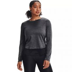 Koszulka damska Under Armour Tech Vent LS. Szare koszulki damskie Under Armour, bez wzorów, bez kołnierzyka, bez ramiączek. Za 69.99 zł.