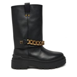 Botki PINKO. Czarne botki damskie Pinko, bez obcasa, na płaskiej podeszwie, bez zapięcia. Za 899.99 zł.