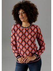 Aniston Bluzka w kolorze pomarańczowo-błękitnym rozmiar: 44. Niebieskie bluzki damskie Aniston, bez wzorów, bez kołnierzyka, bez ramiączek. Za 83.81 zł.