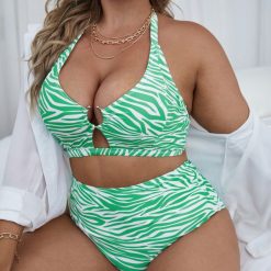 Dwuczęściowy strój kąpielowy z wysokim stanem na plażę i basen Sholeh. Bikini Intica, bez wzorów, z materiału. Za 159.00 zł.