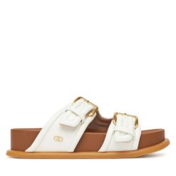 Klapki Liu Jo. Białe klapki damskie Liu Jo, bez wzorów, bez obcasa, bez zapięcia. Za 319.99 zł.