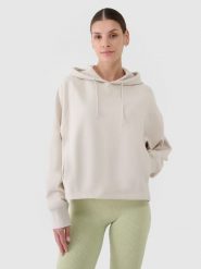 4F Bluza dresowa nierozpinana z kapturem damska - beżowa XL. Brązowe bluzy damskie 4F, xl, bez wzorów, z bawełny, z kapturem. W wyprzedaży za 99.99 zł.