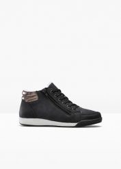 Sneakersy. Czarne obuwie sportowe casual damskie bonprix, z materiału. Za 124.99 zł.