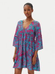 Selmark Sukienka letnia BL798 Turkusowy Relaxed Fit. Niebieskie sukienki damskie Selmark, bez wzorów, z wiskozy, bez ramiączek. Za 199.99 zł.