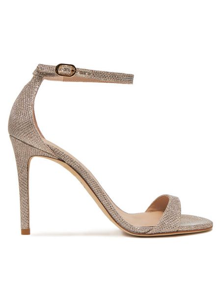 Stuart Weitzman Sandały Nudist II Sandal SJ998 Złoty. Żółte sandały damskie Stuart Weitzman, bez wzorów, z materiału, bez obcasa, na szpilce, bez zapięcia. Za 2,019.00 zł.