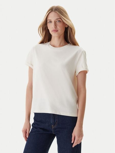 Mustang T-Shirt Monroe 1016755 Écru Relaxed Fit. T-shirty damskie Mustang, s, bez wzorów, z bawełny, bez kołnierzyka. Za 59.99 zł.