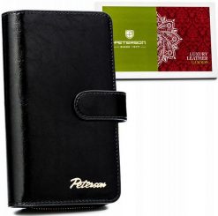 Portfel damski Peterson PTN PL-603 czarny. Czarne portfele damskie Peterson, bez wzorów, ze skóry. Za 139.99 zł.