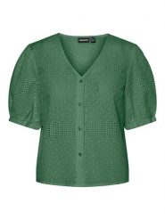 Pieces Bluzka "Taya" w kolorze zielonym rozmiar: L. Zielone bluzki damskie Pieces, l, bez wzorów, z bawełny, bez kołnierzyka, bez ramiączek. Za 78.10 zł.