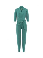 Les Lunes Kombinezon "Paul" w kolorze zielonym rozmiar: L. Zielone kombinezony damskie Les Lunes, l, bez wzorów, z tkaniny, bez kołnierzyka, bez ramiączek. Za 260.99 zł.