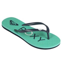 Japonki SEA damskie. Zielone klapki damskie Roxy, bez wzorów, z gumy, bez obcasa, bez zapięcia. Za 39.99 zł.