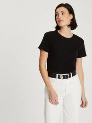 Cross Jeans Koszulka w kolorze czarnym rozmiar: M. Czarne bluzki damskie Cross Jeans, m, bez wzorów, z jeansu, bez kołnierzyka, bez ramiączek. Za 57.06 zł.