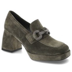Zielone Półbuty Karino Eleganckie Skórzane Buty Na Obcasie. Zielone półbuty damskie Karino, na wiosnę, bez wzorów, ze skóry, bez obcasa, na obcasie, bez zapięcia. Za 389.00 zł.