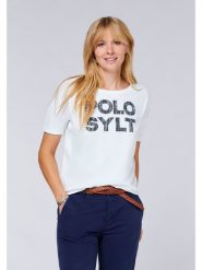 Polo Sylt Koszulka w kolorze białym rozmiar: M. Białe bluzki damskie Polo Sylt, m, bez wzorów, z bawełny, bez kołnierzyka, bez ramiączek. Za 57.06 zł.