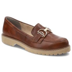 Brązowe Półbuty Armodo Eleganckie Mokasyny Damskie. Brązowe mokasyny damskie Armodo, ze skóry, bez obcasa. Za 399.00 zł.