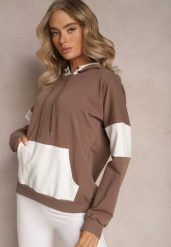 Brązowa Bawełniana Bluza z Kapturem i Ściągaczami Adikona. Brązowe bluzy damskie Renee, bez wzorów, z bawełny, z kapturem. Za 64.99 zł.