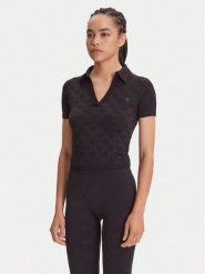 Guess Bluzka V5YP10 Z3OA0 Czarny Regular Fit. Czarne bluzki damskie Guess, l, z aplikacjami, z syntetyku, bez kołnierzyka, bez ramiączek. Za 139.99 zł.