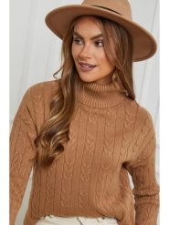 Soft Cashmere Golf w kolorze jasnobrązowym rozmiar: 38/40. Brązowe golfy damskie Soft Cashmere, bez wzorów, z kaszmiru, bez ramiączek. Za 157.35 zł.