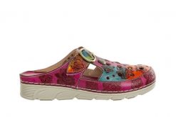 Klapki Laura Vita Dorry 08 Fushia 202040, Różowy, Skóra naturalna - 38. Czerwone klapki damskie LAURA VITA, z aplikacjami, z materiału, bez obcasa, bez zapięcia. W wyprzedaży za 179.10 zł.