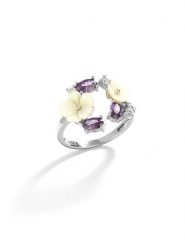 Miu Silver Srebrny pierścionek z cyrkoniami i masą perłową rozmiar: onesize. Brązowe pierścionki damskie Miu Silver, z cyrkonią, srebrne. Za 118.01 zł.