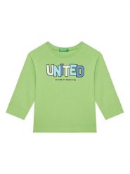 United Colors Of Benetton Bluzka 3I1XG10HS Zielony Regular Fit. Zielone t-shirty i koszulki chłopięce United Colors Of Benetton, bez wzorów, z bawełny, bez kołnierzyka, bez ramiączek. Za 39.99 zł.