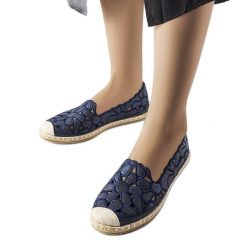Granatowe ażurowe espadryle Lamarre niebieskie. Niebieskie espadryle damskie w ażurowe wzory, bez obcasa. Za 78.32 zł.