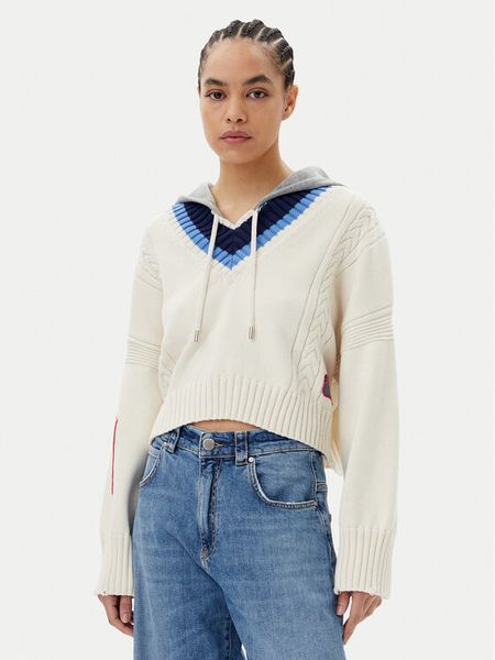 PINKO Sweter Breithorn Maglia 104621 Écru Relaxed Fit. Swetry klasyczne damskie Pinko, m, z bawełny, bez kołnierzyka. Za 769.99 zł.