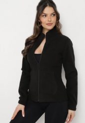 Czarna Bluza z Polarem i Kołnierzem oraz Suwakiem Oxerda. Czarne bluzy damskie Born2be, xl, bez wzorów, z polaru, bez kaptura. Za 44.99 zł.