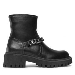 Botki DeeZee. Czarne botki damskie DeeZee, bez obcasa, na płaskiej podeszwie, bez zapięcia. Za 119.99 zł.