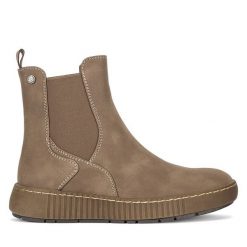 Sztyblety Go Soft. Brązowe botki damskie GO SOFT, bez obcasa, na płaskiej podeszwie, bez zapięcia. Za 179.99 zł.