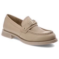 Beżowe Mokasyny Nessi Eleganckie Obuwie Damskie. Brązowe mokasyny damskie Nessi, na wiosnę, z materiału, bez obcasa. Za 459.00 zł.