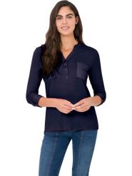 Heine Bluzka w kolorze granatowym rozmiar: 38. Niebieskie bluzki damskie Heine, bez wzorów, bez kołnierzyka, bez ramiączek. Za 82.64 zł.