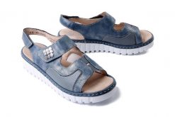 RIEKER V1389-12 blue, sandały damskie. Niebieskie sandały damskie Rieker, bez wzorów, bez obcasa, na płaskiej podeszwie, bez zapięcia. Za 230.93 zł.