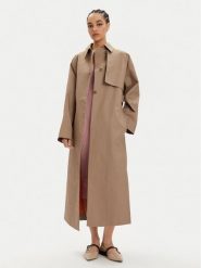 Calvin Klein Trencz K20K206318 Beżowy Relaxed Fit. Brązowe płaszcze damskie Calvin Klein, bez wzorów, z bawełny, bez kaptura. Za 1,139.00 zł.